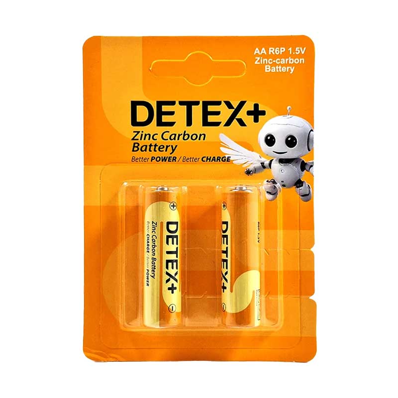 قیمت باتری ساده قلمی دتکس پلاس مدل DETEX+ AA R6P بسته 2 عددی
