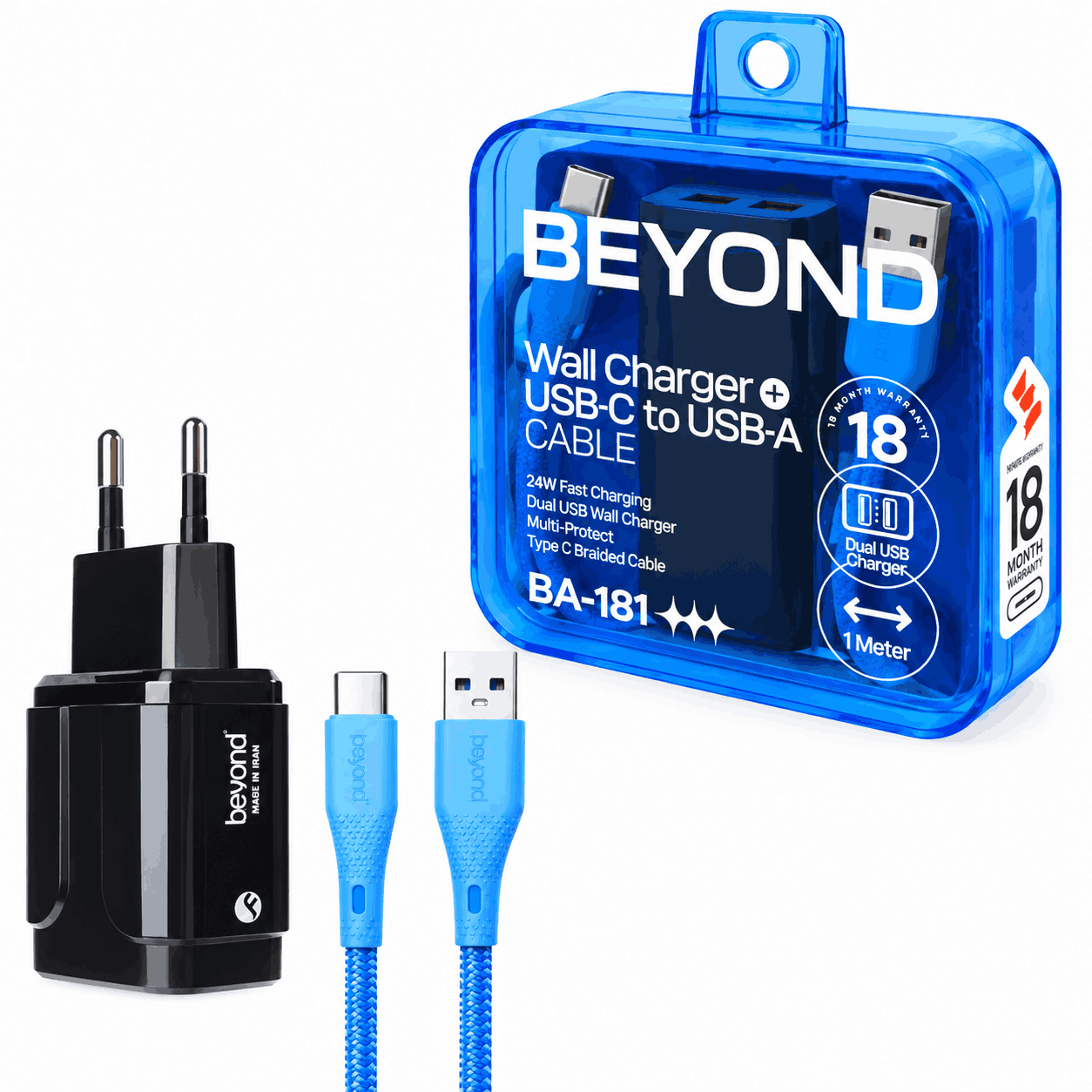 خرید شارژر کامل بیاند مدل BEYOND BA-181 Dual USB 24W