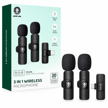 قیمت میکروفن یقه ای بی سیم کاندنسر گرین لاین مدل GREENLION GN3WIRMICPBK Wireless 3IN1