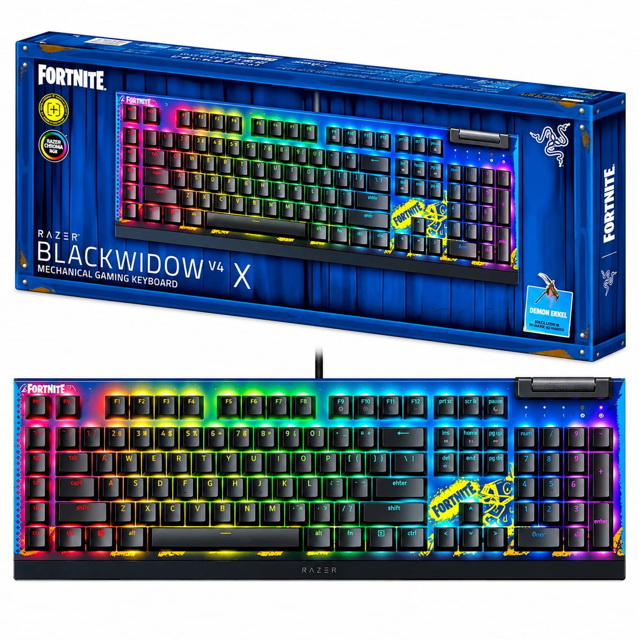 قیمت کیبورد سیم دار گیمینگ ریزر مدل RAZER BLKWIDOW V4X FORTNITE مشکی