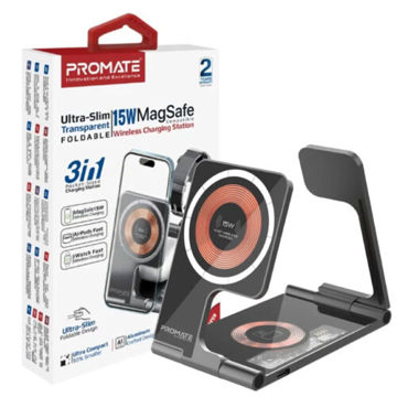 خرید شارژر بی سیم پرومیت مدل PROMATE AURAFOLD-TRIO 3in1