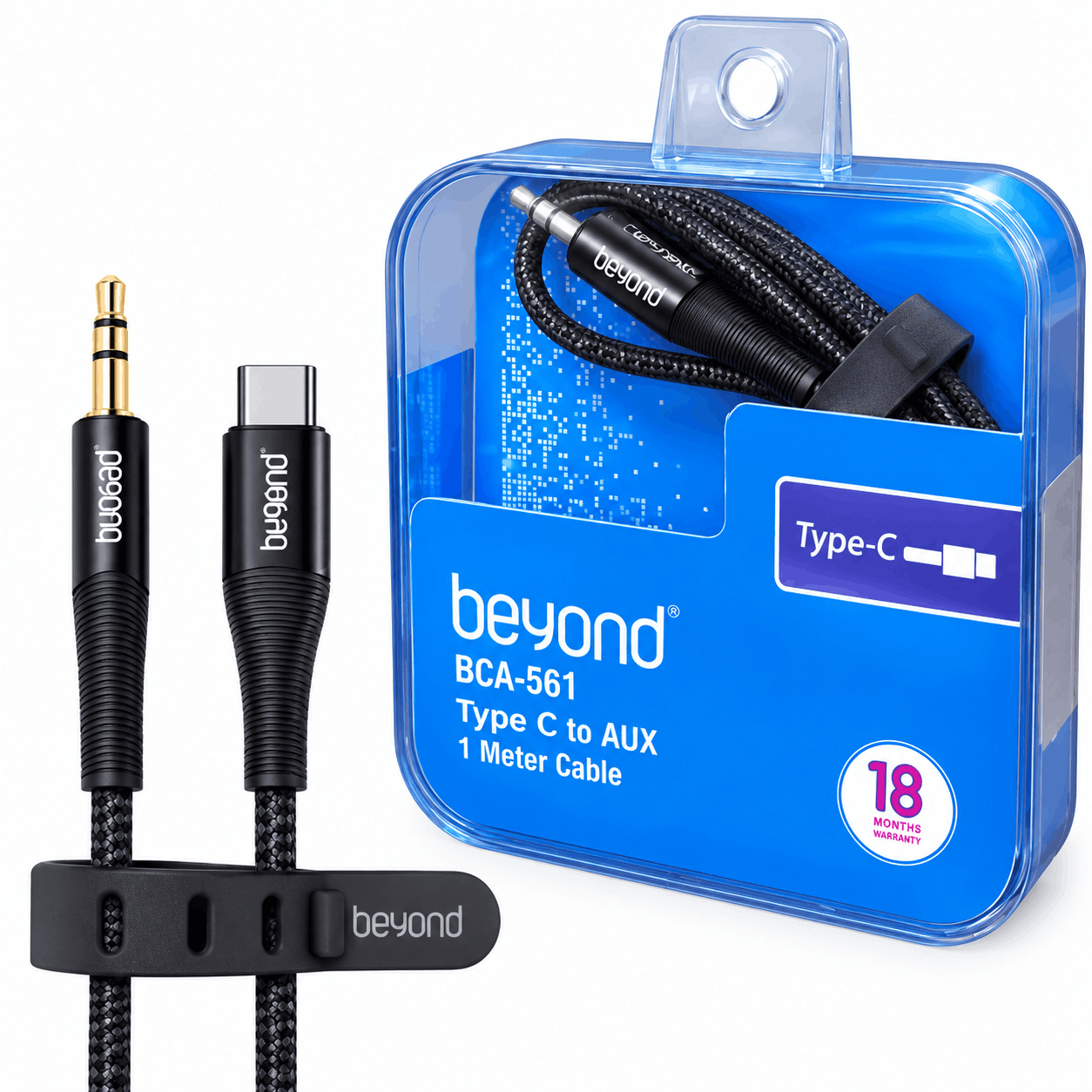 خرید کابل صدا تایپ سی بیاند مدل BEYOND Type-c BCA-561 مشکی طول 1 متر