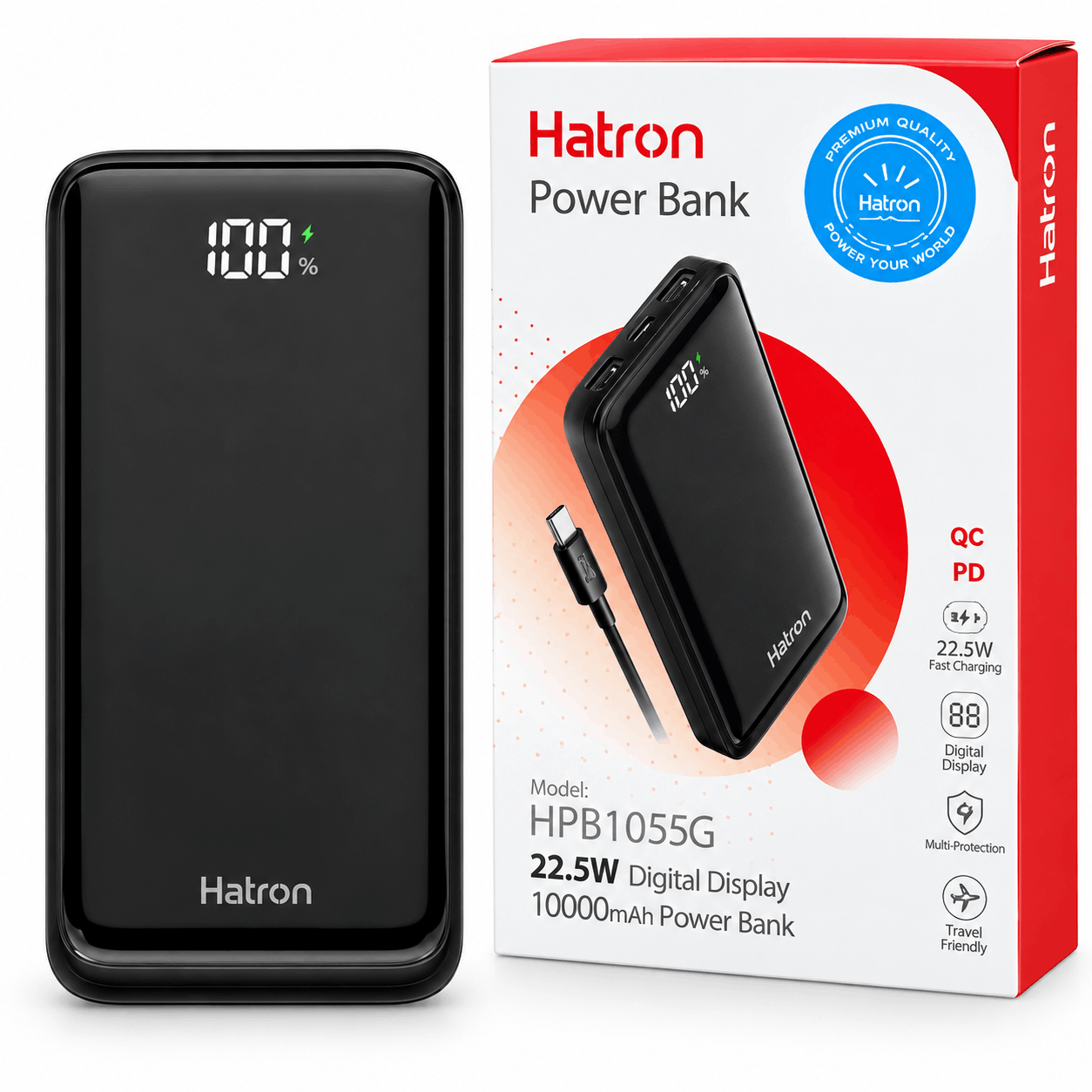 خرید پاوربانک هترون مدل Hatron HPB1055G 10000mAh 22.5W