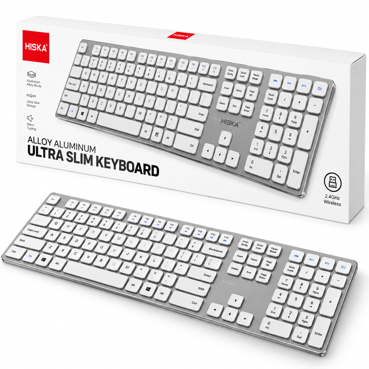 خرید کیبورد بی سیم هیسکا مدل HISKA HX-KE245W سفید
