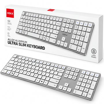 خرید کیبورد بی سیم هیسکا مدل HISKA HX-KE245W سفید