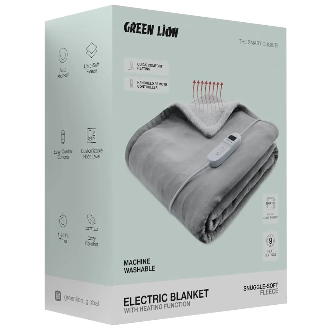 قیمت پتو برقی دو نفره گرین لاین مدل GREEN LION GNELCBLKTGY BLANKET