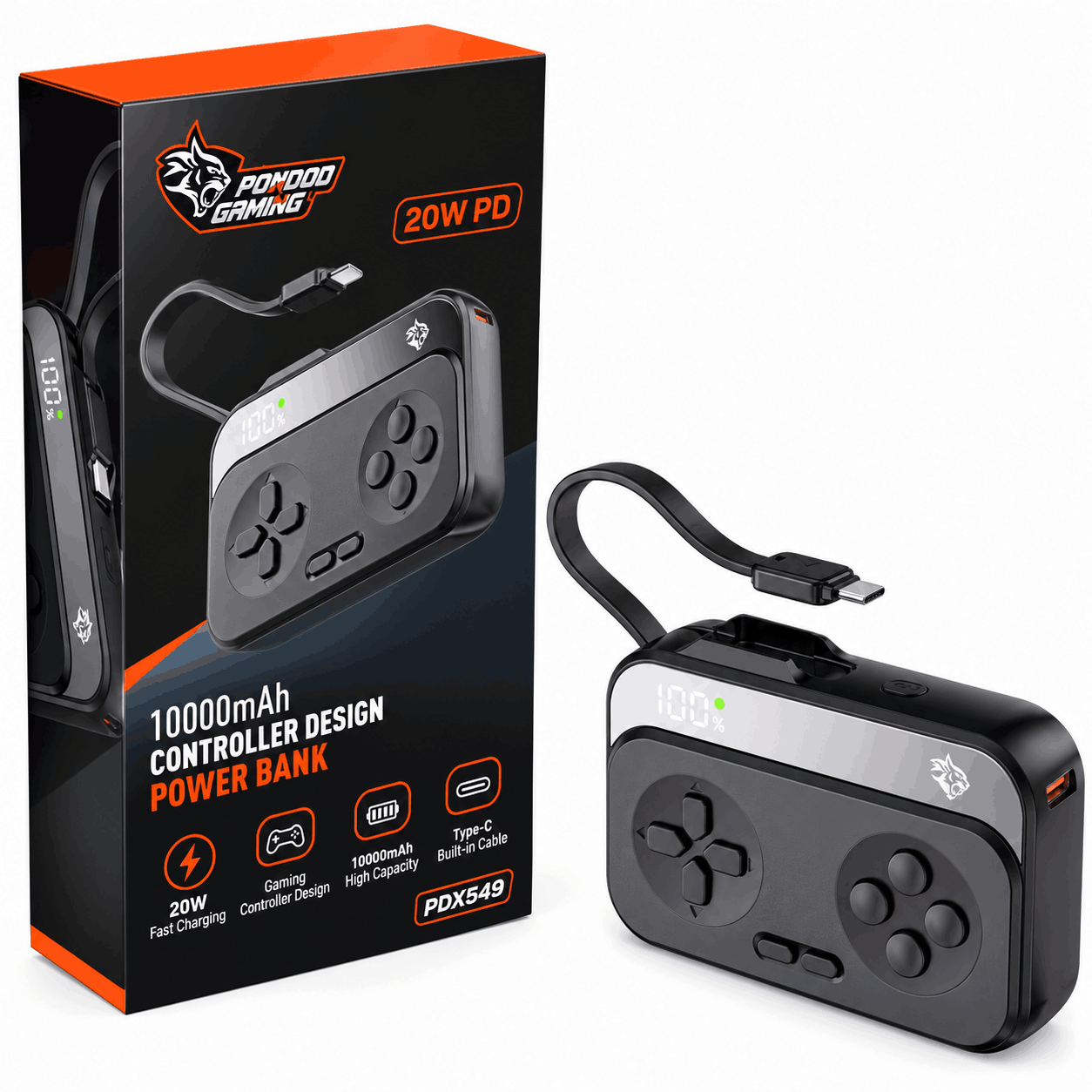 قیمت پاوربانک گیمینگ پرودو مدل PORODO GAMING PDX549 10000mAh PD 20W مشکی