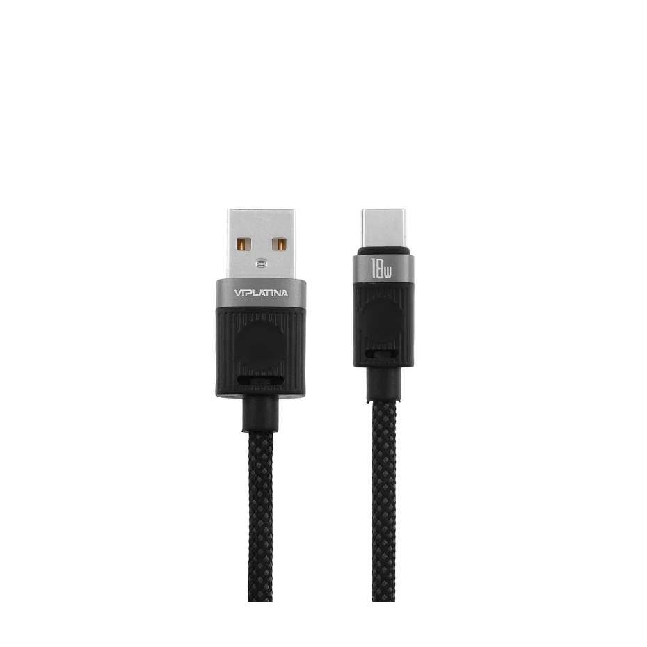 خرید کابل شارژ تایپ سی وی آی پلاتینا مدل VIPLATINA BC90C 18W مشکی طول 1 متر