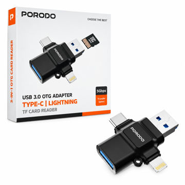 قیمت مبدل و رم ریدر 4 کاره پرودو مدل PORODO PD-ETK09 TYPE-C/ LIGHTNING