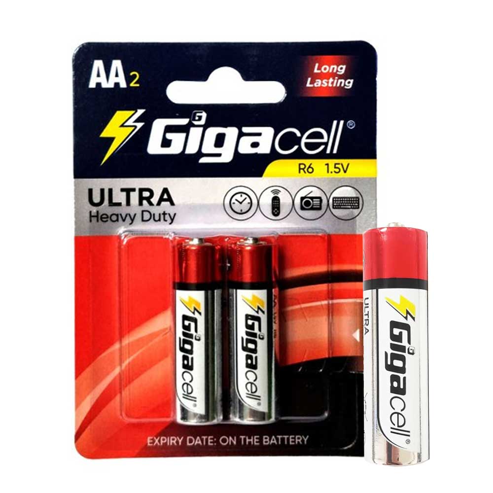 خرید باتری ساده قلمی 2 عددی گیگاسل مدل GIGACELL Heavy Duty AA