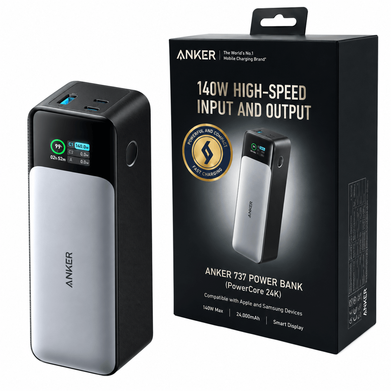 خرید پاوربانک انکر مدل ANKER A1289011 737 24000mAh 140W مشکی