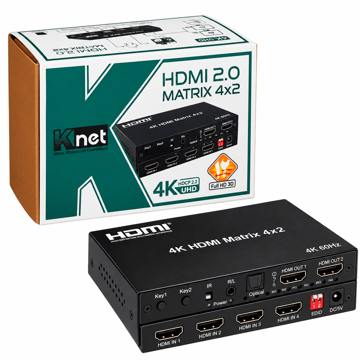 خرید اسپلیتر HDMI کی نت مدل KNET K-MAHD2042 MATRIX 4*2