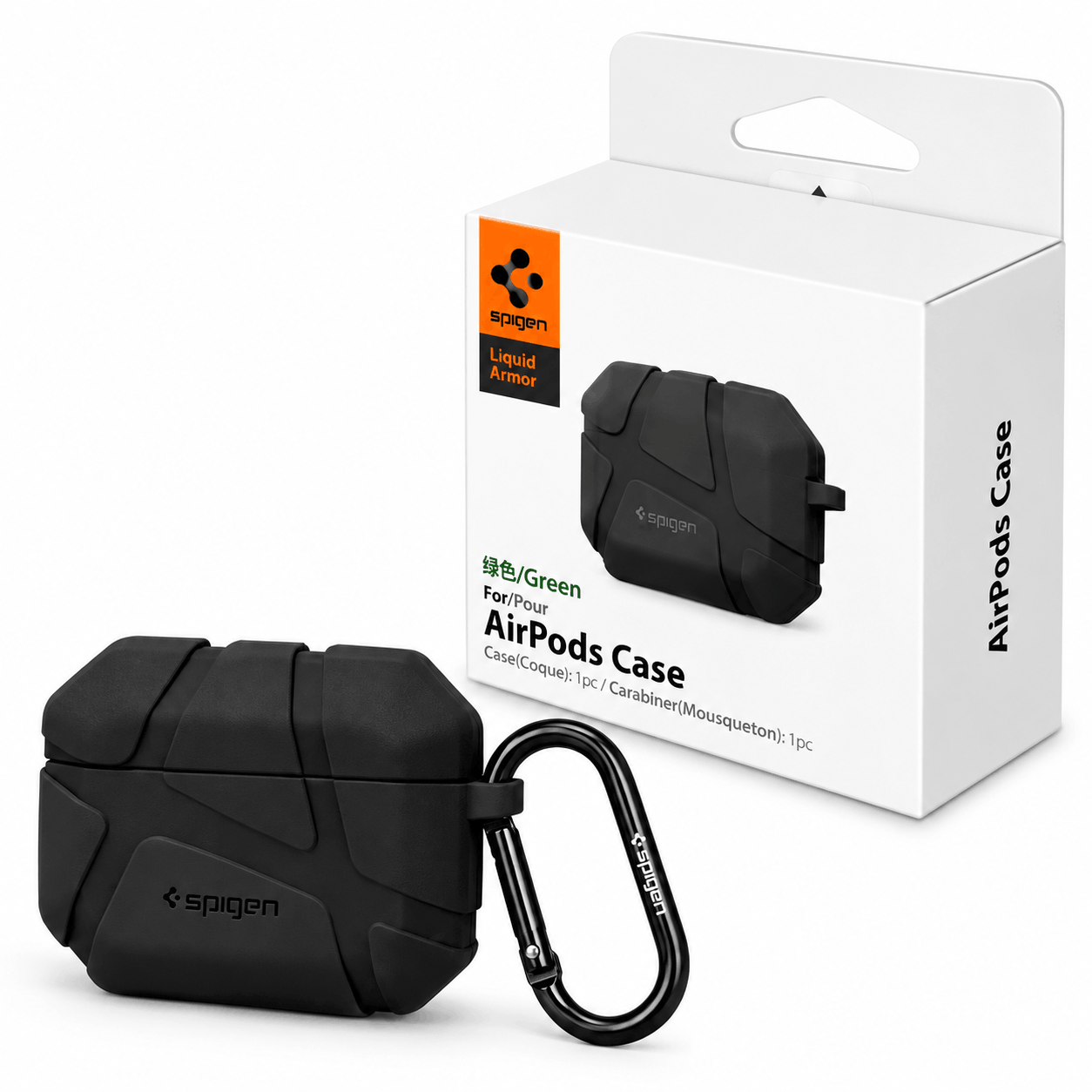خرید کاور ایرپاد اسپیگن مدل SPIGEN Leather Armor Airpod 4 Silicon مشکی