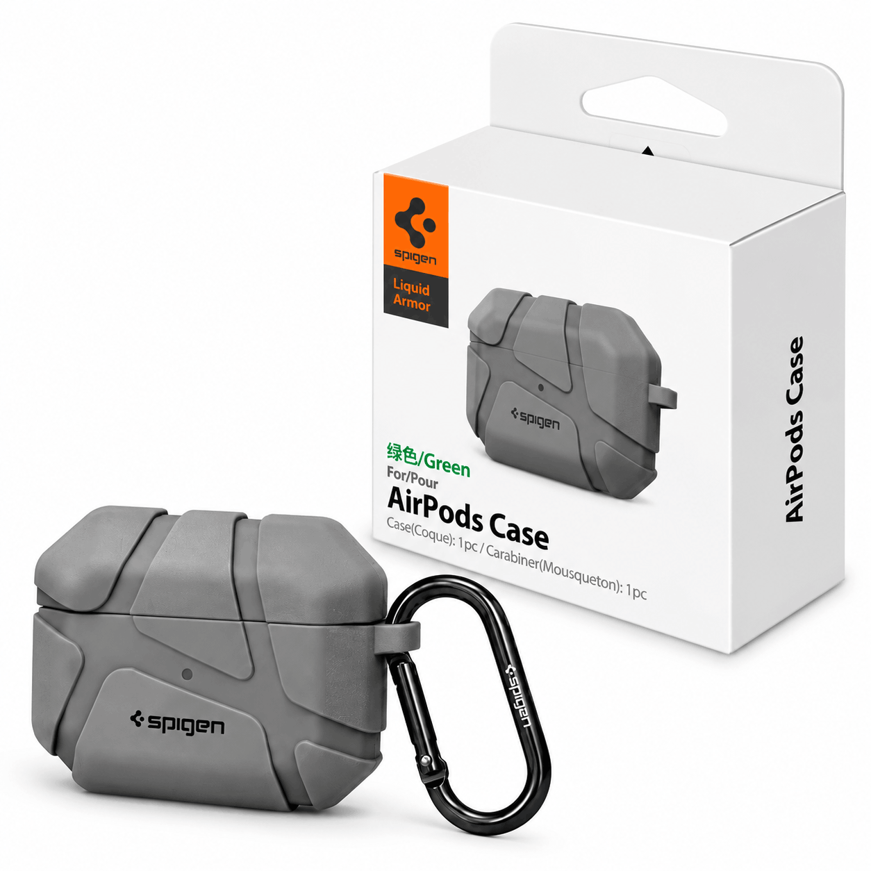 مشخصات کاور ایرپاد اسپیگن مدل SPIGEN Leather Armor Airpod 4 Silicon طوسی 