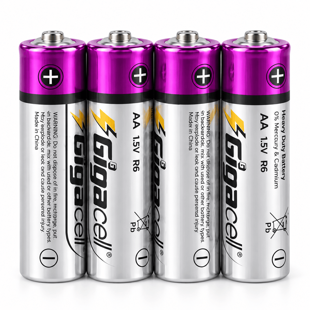 خرید باتری ساده قلمی گیگاسل مدل Gigacell Max Power Heavy Duty AA شیرینگ بسته 4 عددی