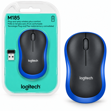 خرید ماوس بی سیم لاجیتک مدل LOGITECH M185 مشکی آبی