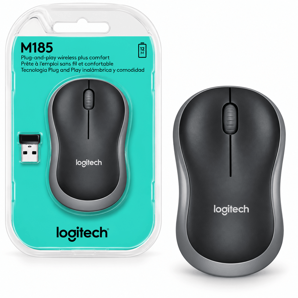 قیمت ماوس بی سیم لاجیتک مدل LOGITECH M185 مشکی طوسی