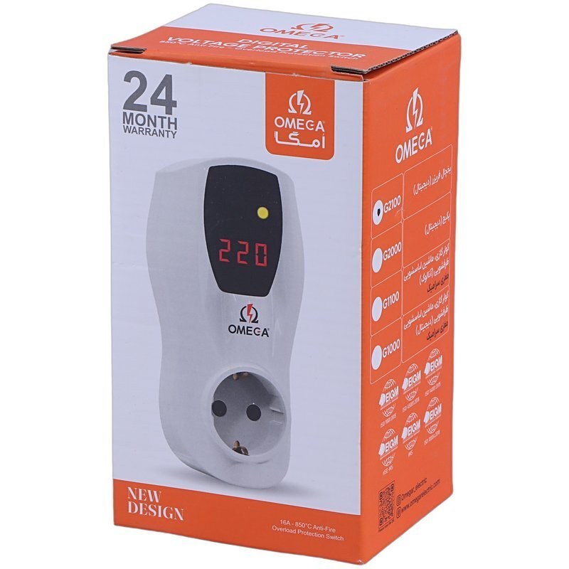 محافظ برق دیجیتال ارت‌ دار یخچال و فریزر امگا مدل OMEGA G2100