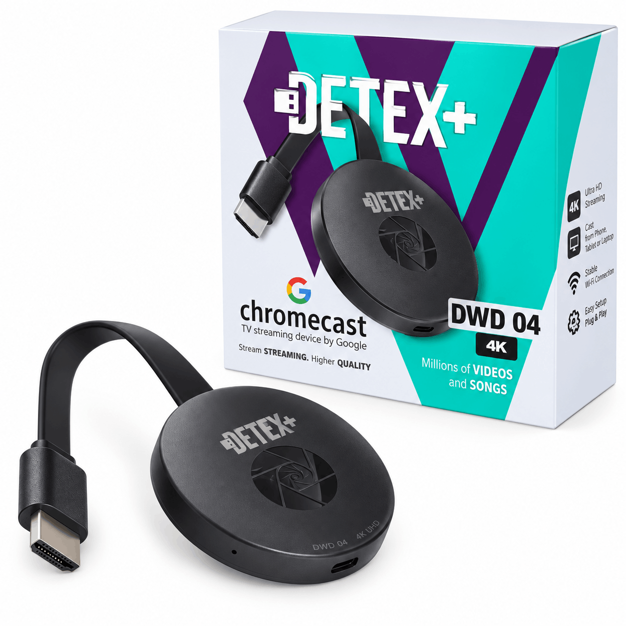 خرید دستگاه انتقال دهنده تصویر دتکس پلاس مدل DETEX+ Chromecast DWD 04 4K WIFI HDTV