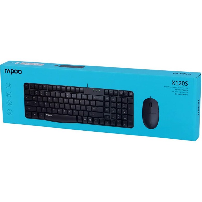 قیمت کیبورد و ماوس سیم دار رپو مدل RAPOO X120S مشکی