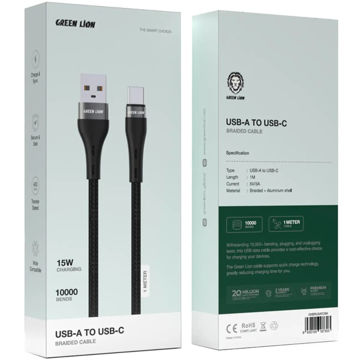 قیمت کابل شارژ تایپ سی گرین لاین مدل GREEN LION GNPV30UTTCBK 15W طول 0.3 متر