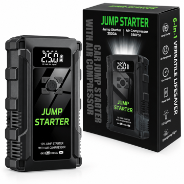 خرید جامپ استارتر، پمپ باد و پاور بانک مدل Car Jump Starter K09B 3000A