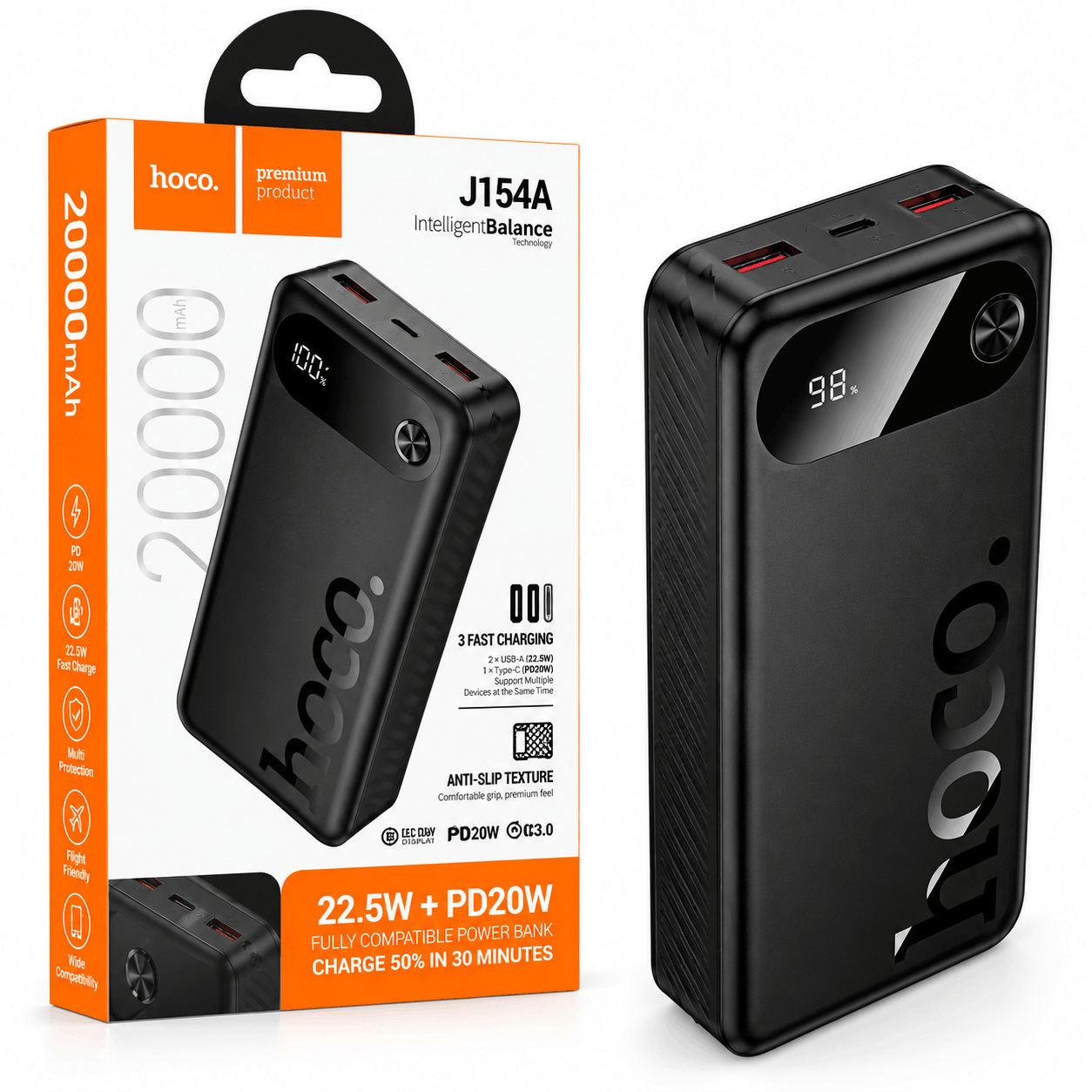 خرید پاوربانک هوکو مدل HOCO J154A 20000mAh 22.5W مشکی