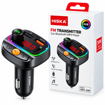 خرید شارژر فندکی و اف ام پلیر هیسکا مدل HISKA Transmitter HCC-339
