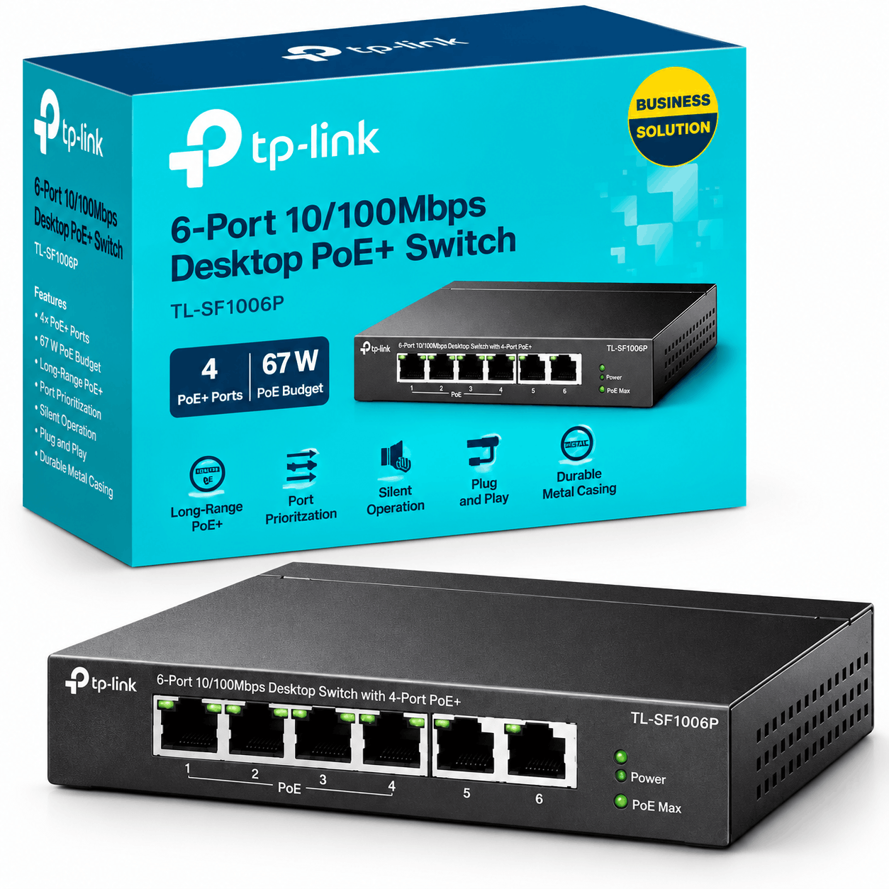خرید هاب سوئیچ 6 پورت تی پی لینک مدل TP-LINK TL-SF1006P Switch with 4-Port PoE