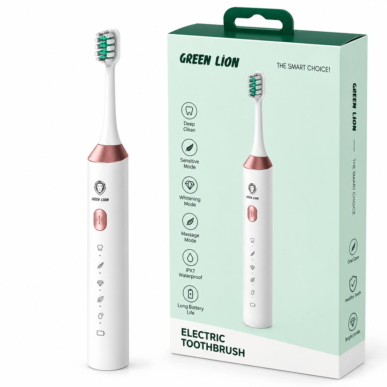 خرید مسواک برقی گرین لاین مدل GREEN LION GNELETBWH TOOTHBRUSH سفید
