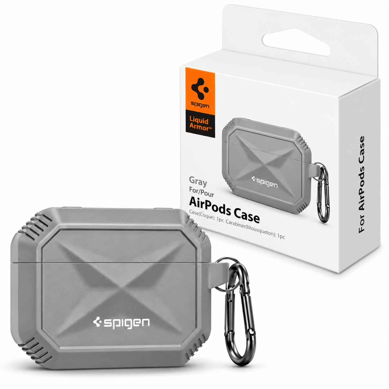 ویژگی کاور ایرپاد اسپیگن مدل SPIGEN Airpod 4 Silicon طوسی