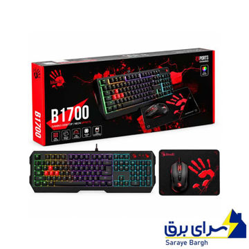خرید کیبورد و ماوس سیم دار گیمینگ ایفورتک مدل A4TECH B1700 + پد ماوس