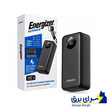 خرید پاوربانک 30000mAh انرجایزر مدل ENERGIZER UE30090PQ توان 22.5W مشکی