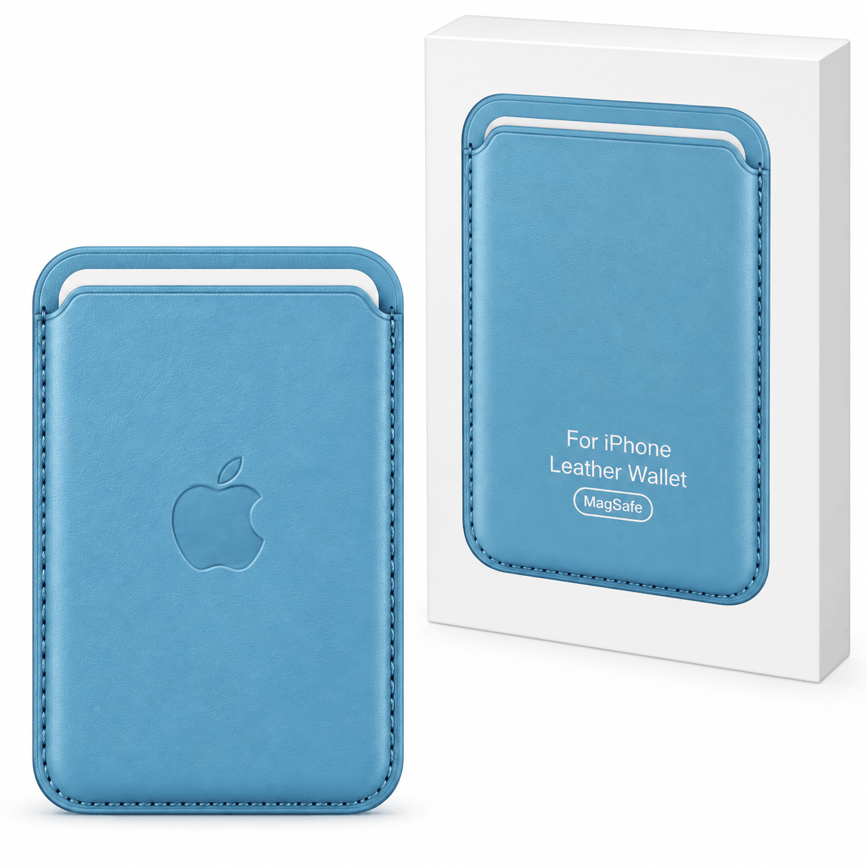 خرید جا کارتی مگ سیف دار مدل اپل WALLET MAGSAFE فیروزه ای