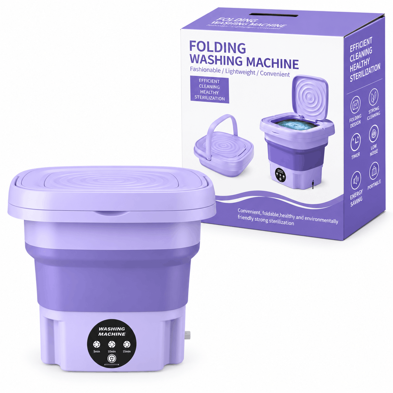 خرید مینی واش و ماشین لباسشویی تاشو پرتابل فولدینگ مدل Folding Washing Machine بنفش
