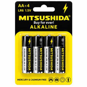 خرید  باتری آلکالاین قلمی میتسوشیدا مدل MITSUSHIDA AA بسته 4 عددی