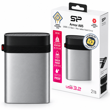 خرید هارد اکسترنال سیلیکون پاور مدل SILICON POWER Armor A85 2TB مشکی نقره ای