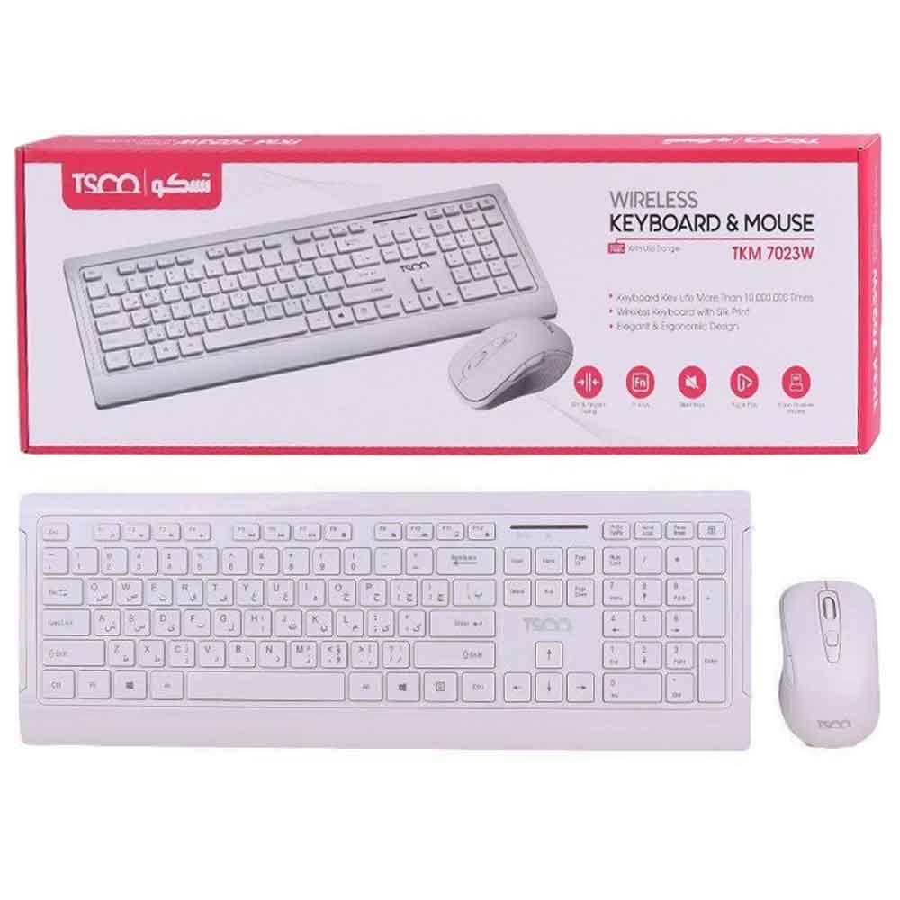 قیمت کیبورد و ماوس بی سیم مدل TSCO TKM7023W سفید