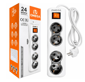 خرید رابط برق 4 خانه امگا مدل OMEGA R4000 طول 1.5 متر