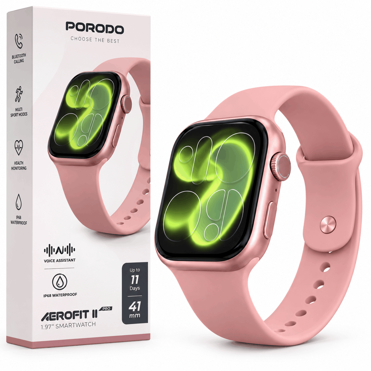 خرید ساعت هوشمند پرودو مدل PORODO PDS11RG AEROFIT ll MINI رزگلد