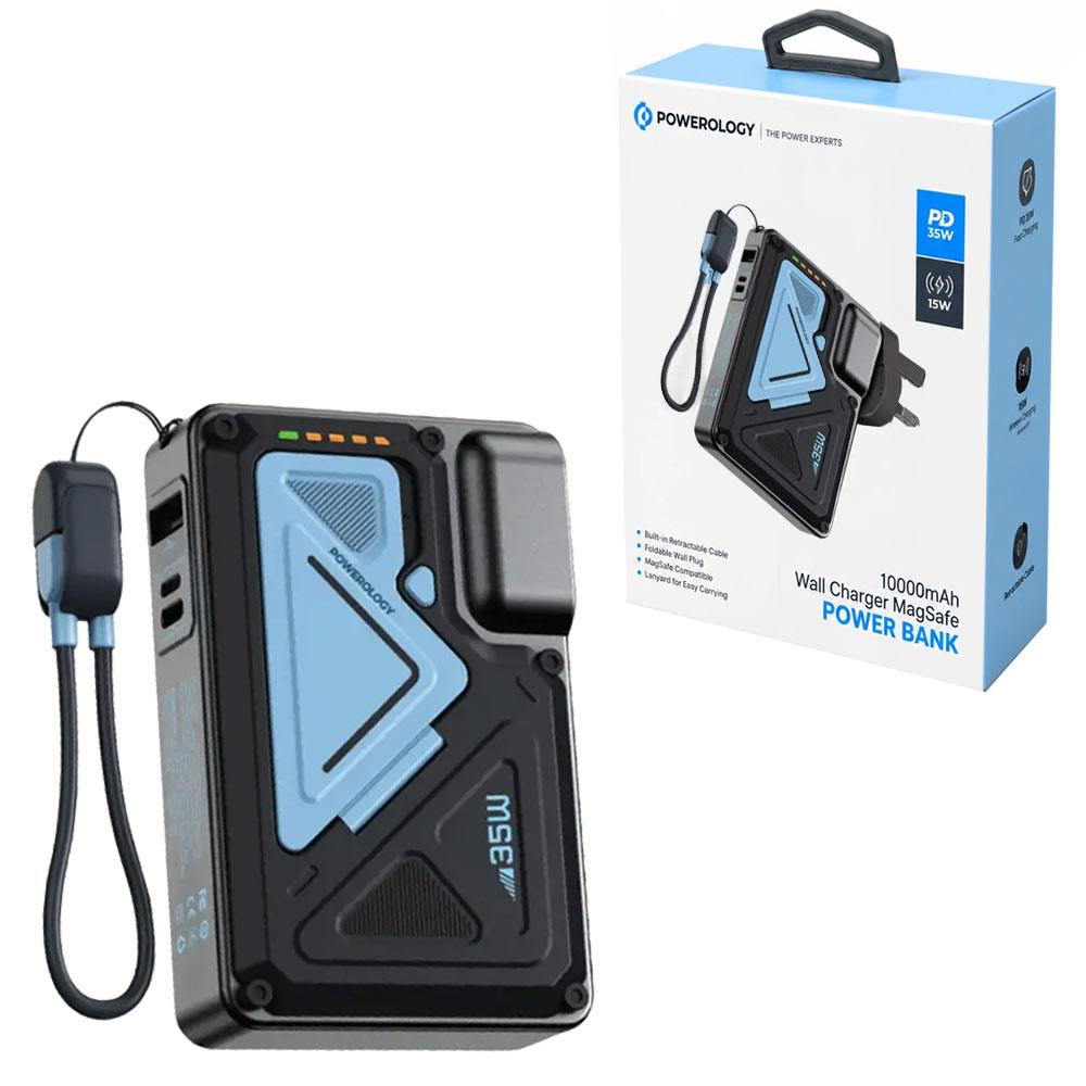 خرید پاوربانک مگ سیف و شارژر دیواری پاورولوژی مدل POWEROLOGY PPBCHA80-BK MagSafe 10000mAh PD 35W مشکی