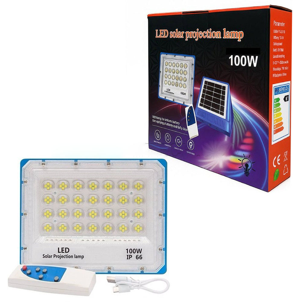 پروژکتور LED خورشیدی 100 وات کنترل‌دار مدل Solar 100W