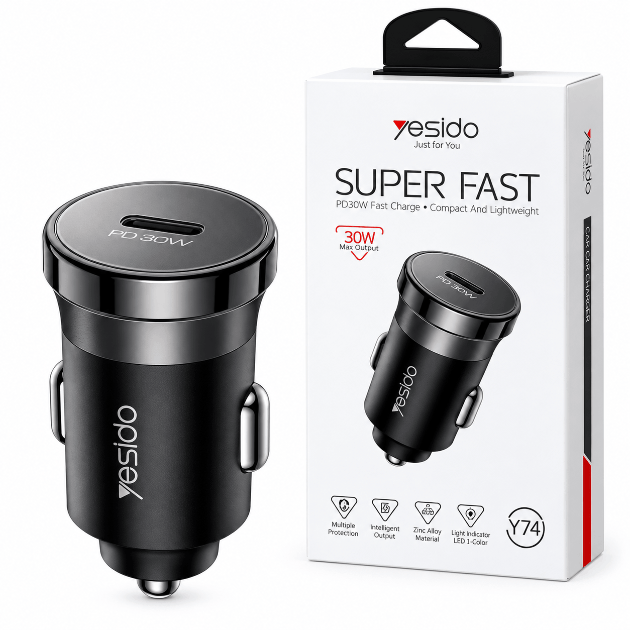 خرید شارژر فندکی یسیدو مدل YESIDO Y74 PD 30W