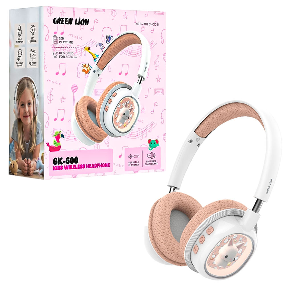 خرید هدست بی سیم گرین لاین مدل GREEN LION GNGK600WHPPK GK-600 Kids صورتی