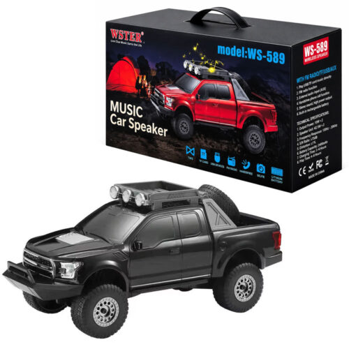 قیمت اسپیکر بلوتوثی پرتابل وستر مدل WSTER WS-589 فانتزی طرح ماشین مشکی