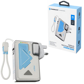پاوربانک مگ‌سیف و شارژر دیواری 10000mAh پاورولوژی مدل POWEROLOGY PPBCHA80-WH توان 35W سفید