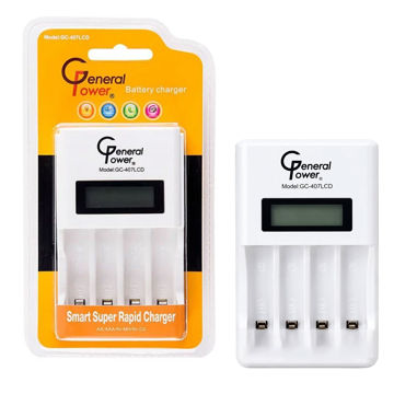 شارژر باتری قلمی و نیم‌قلمی جنرال پاور مدل GENERAL POWER GC-407 LCD چهار اسلات