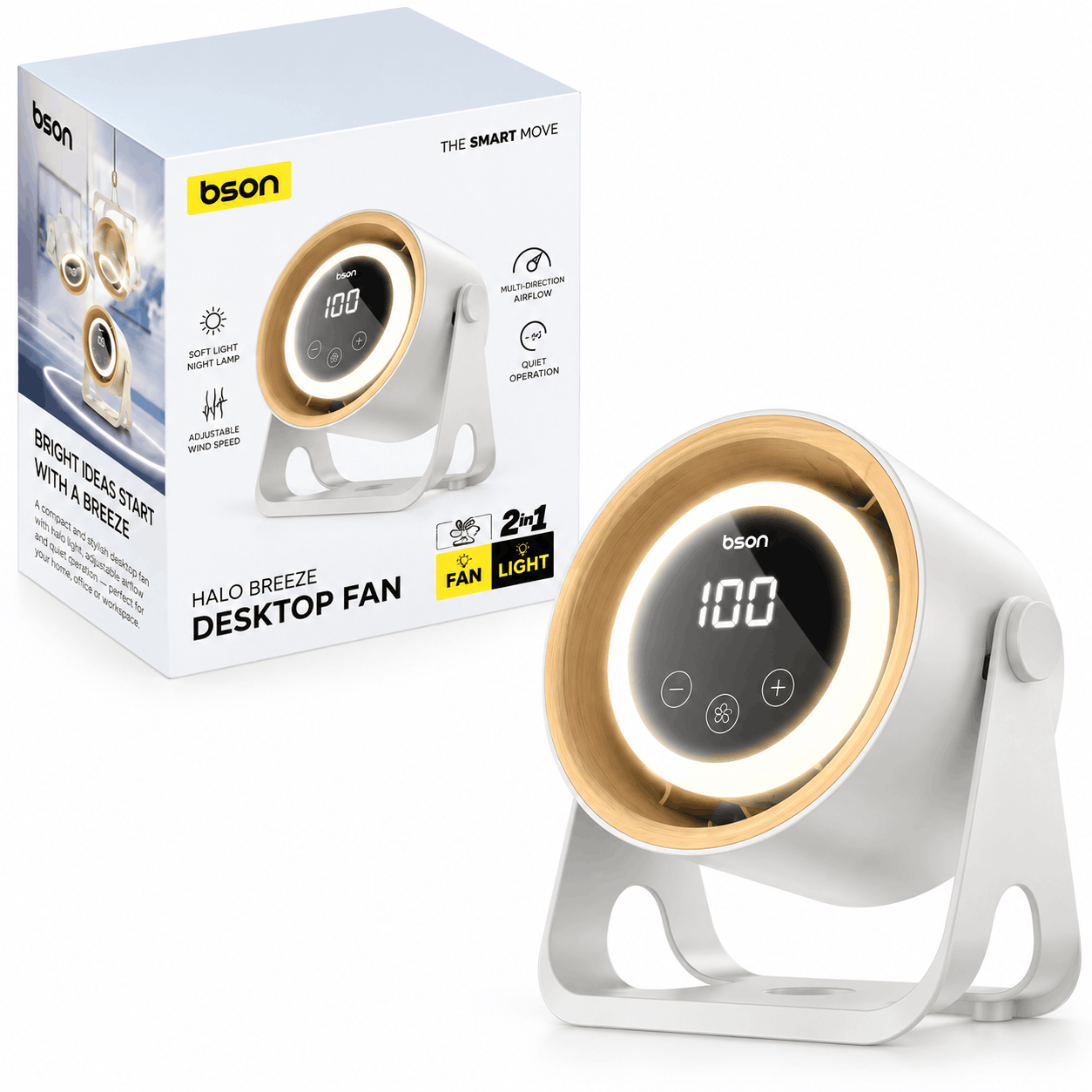 خرید پنکه شارژی چراغ دار مدل bson FN003