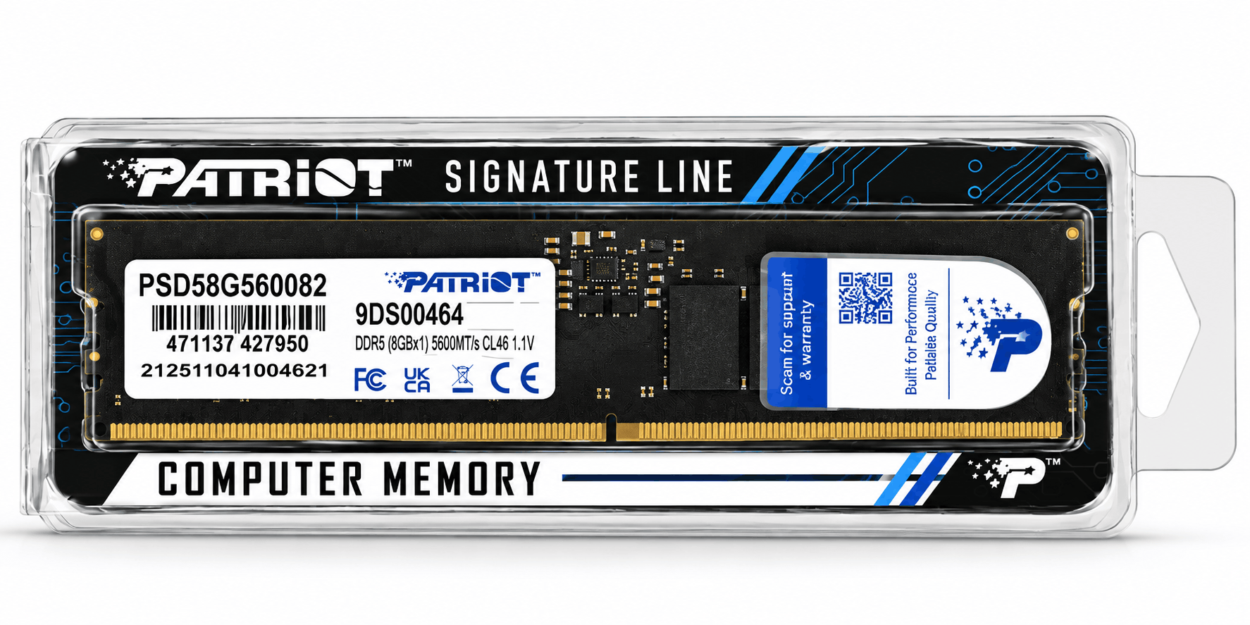 خرید رم دسکتاپ DDR5 پاتریوت مدل PATRIOT Signature Line 5600MHz 8GB CL46