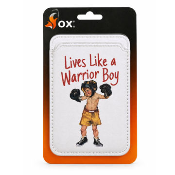 خرید جا کارتی مگ سیف دار مدل WALLET MAGSAFE Warrior Boy چرم طرح بوکسر سفید